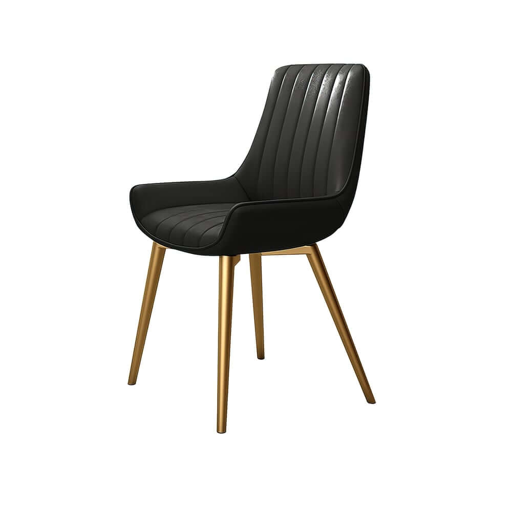 Modern Black PU Leather Side Chairs With Gold Steel Legs