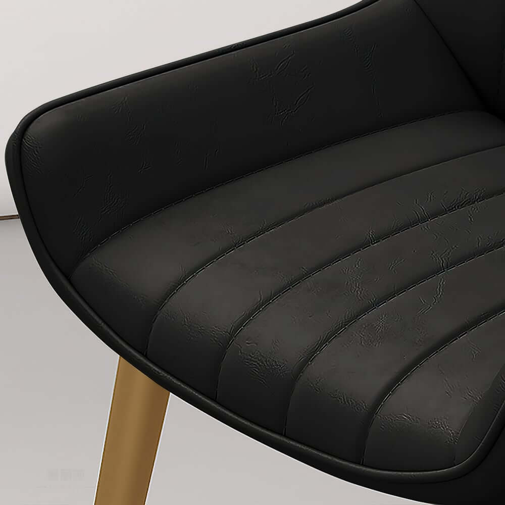 Modern Black PU Leather Side Chairs With Gold Steel Legs