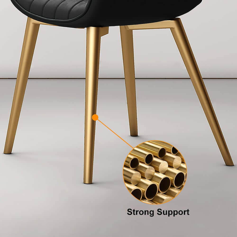 Modern Black PU Leather Side Chairs With Gold Steel Legs