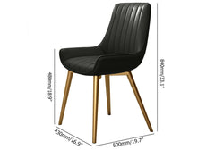 Modern Black PU Leather Side Chairs With Gold Steel Legs Dimensions