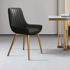 Modern Black PU Leather Side Chairs With Gold Steel Legs Main Product Image