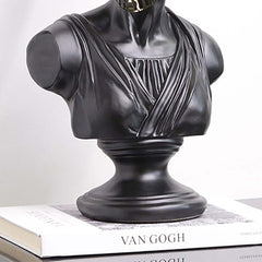 Modern Black Resin Sculpture with LED Accent – Greek Goddess Bust