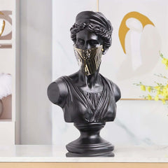 Modern Black Resin Sculpture with LED Accent – Greek Goddess Bust