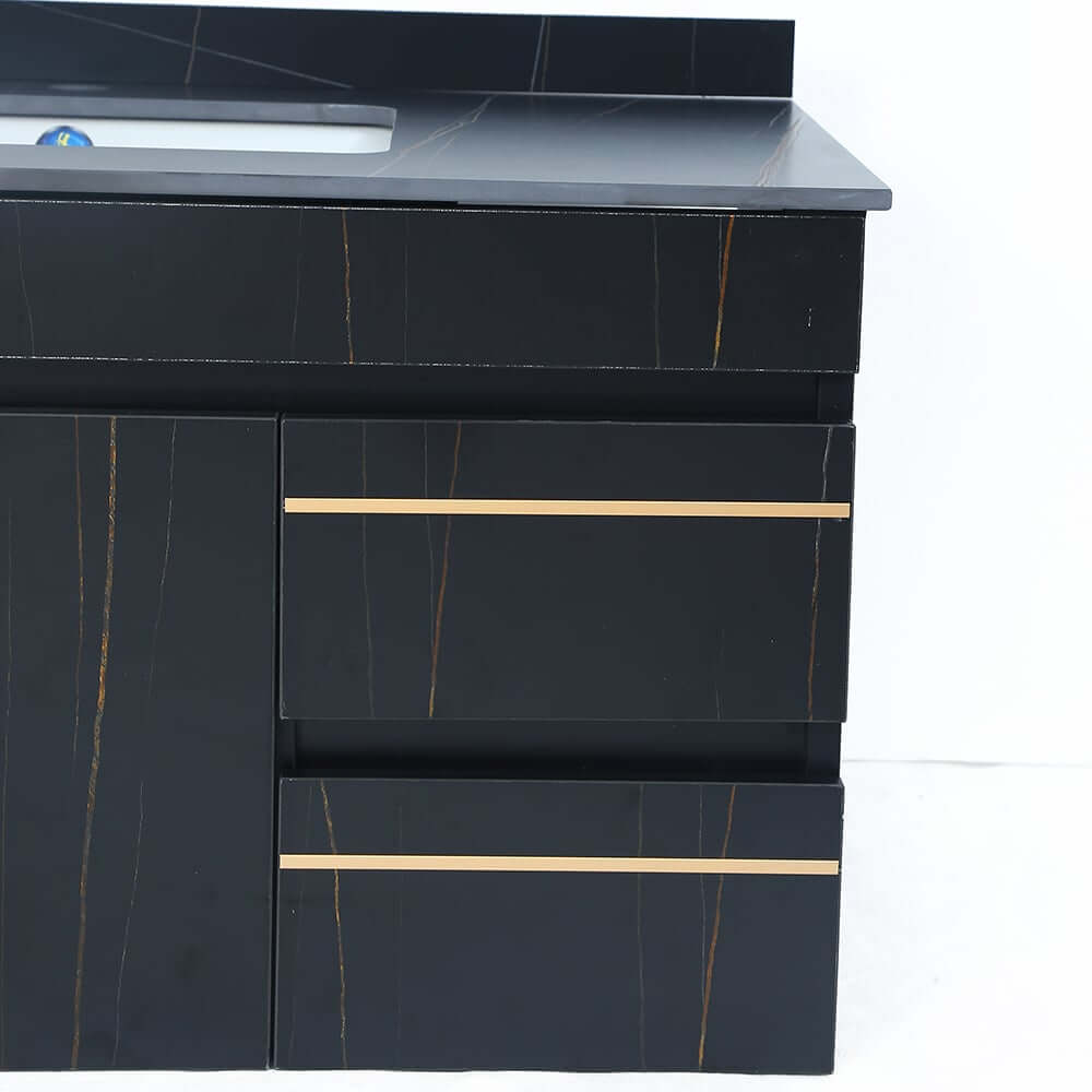 Modern Black Sintered Stone Bathroom Vanity with Undermount Sink