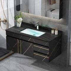Modern Black Sintered Stone Bathroom Vanity with Undermount Sink