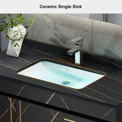 Modern Black Sintered Stone Bathroom Vanity with Undermount Sink