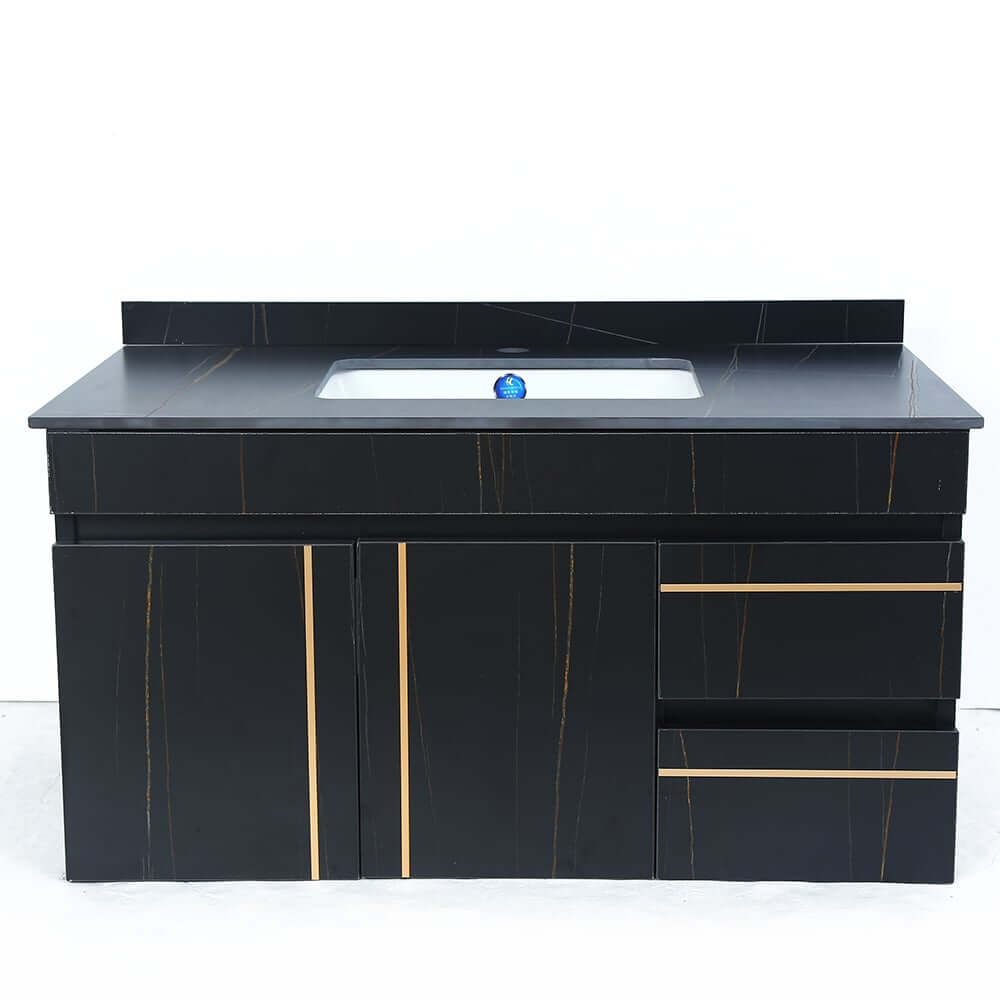 Modern Black Sintered Stone Bathroom Vanity with Undermount Sink