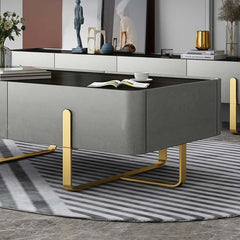 Modern Black Sintered Stone Coffee Table With Drawers