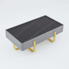 Modern Black Sintered Stone Coffee Table With Drawers