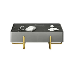 Modern Black Sintered Stone Coffee Table With Drawers