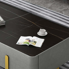 Modern Black Sintered Stone Coffee Table With Drawers