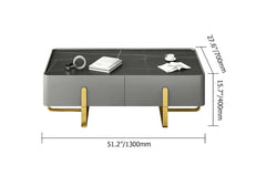 Modern Black Sintered Stone Coffee Table With Drawers Dimensions