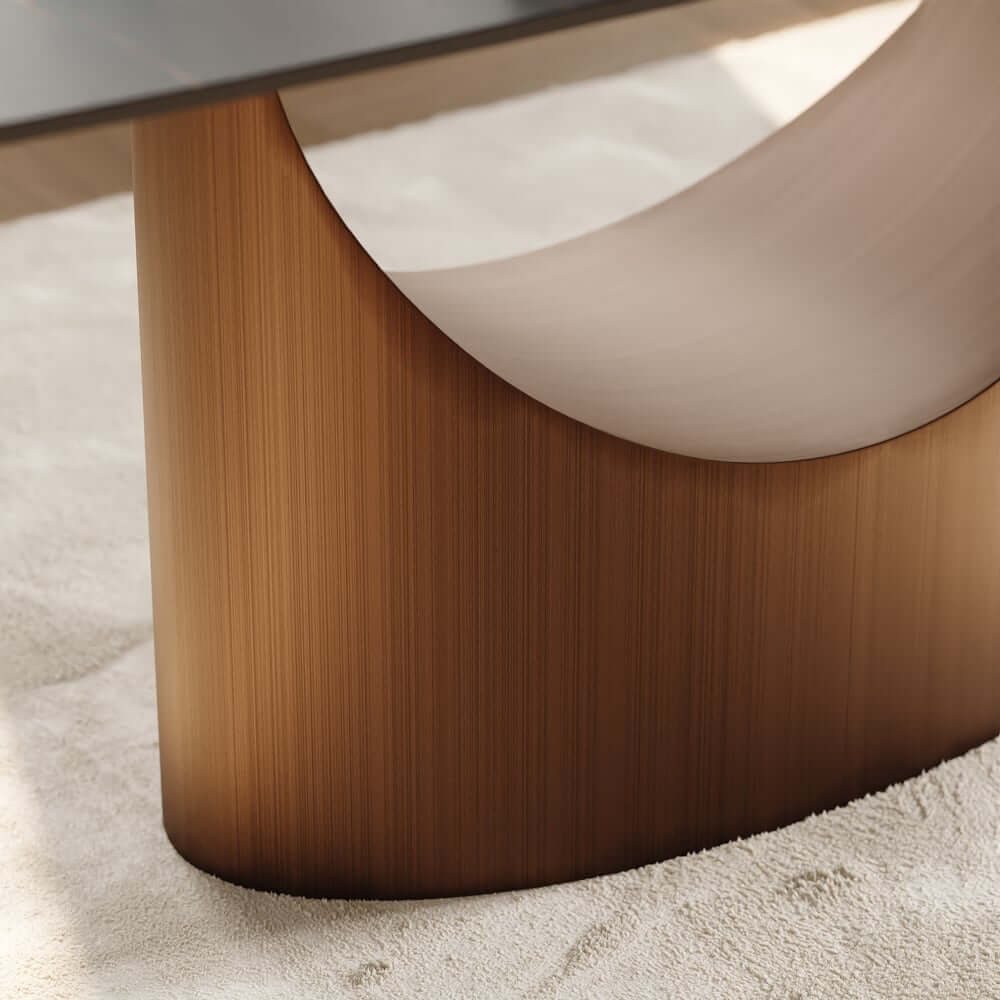 Modern Black Sintered Stone Dining Table, Stainless Steel Base