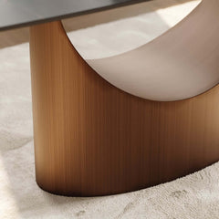 Modern Black Sintered Stone Dining Table, Stainless Steel Base