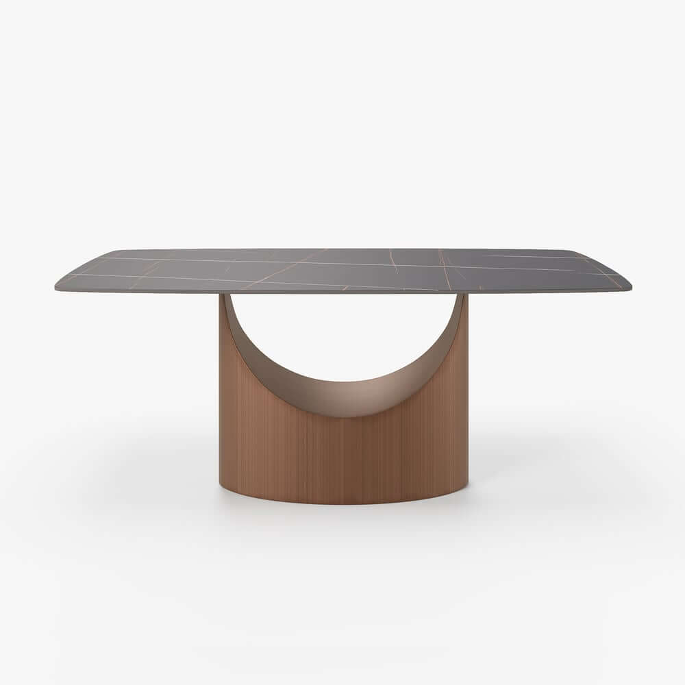 Modern Black Sintered Stone Dining Table, Stainless Steel Base