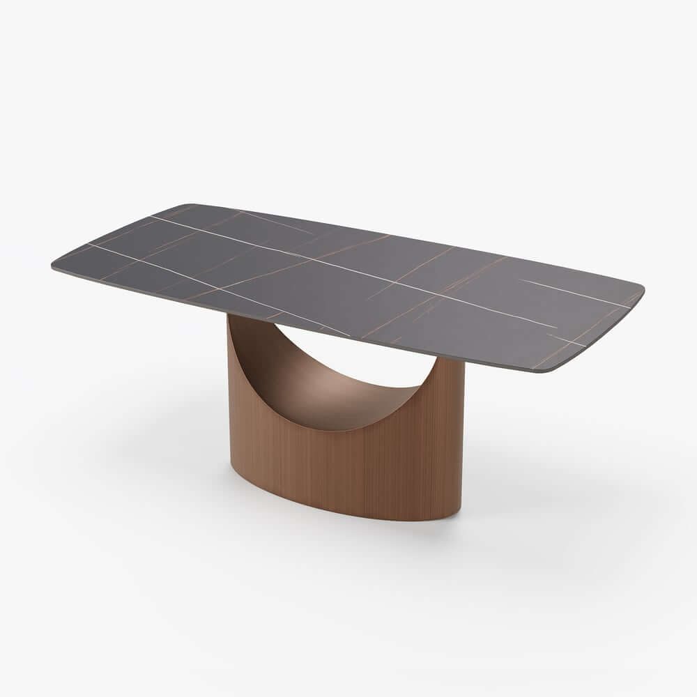 Modern Black Sintered Stone Dining Table, Stainless Steel Base