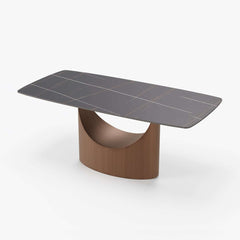 Modern Black Sintered Stone Dining Table, Stainless Steel Base