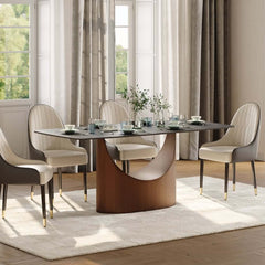 Modern Black Sintered Stone Dining Table, Stainless Steel Base