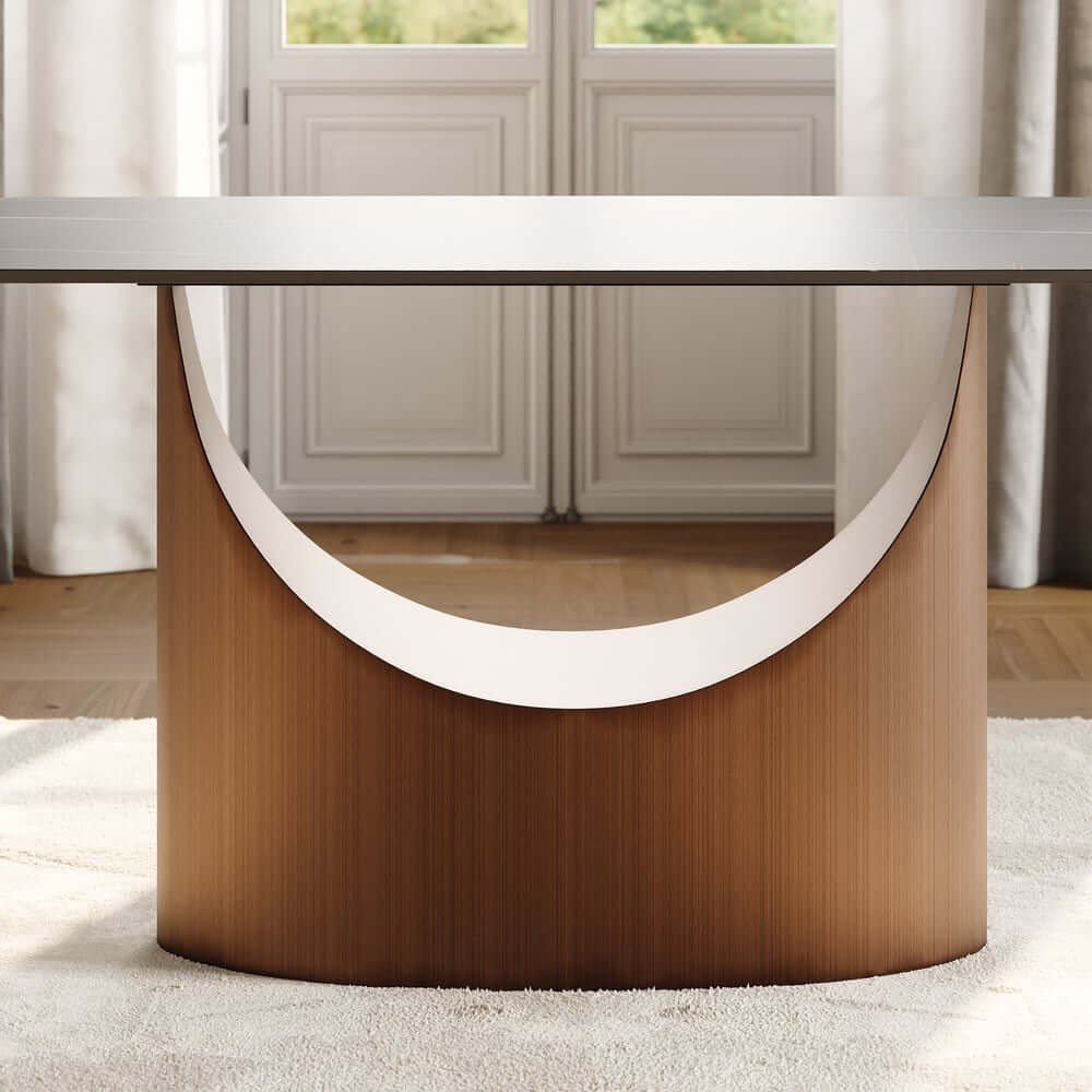 Modern Black Sintered Stone Dining Table, Stainless Steel Base