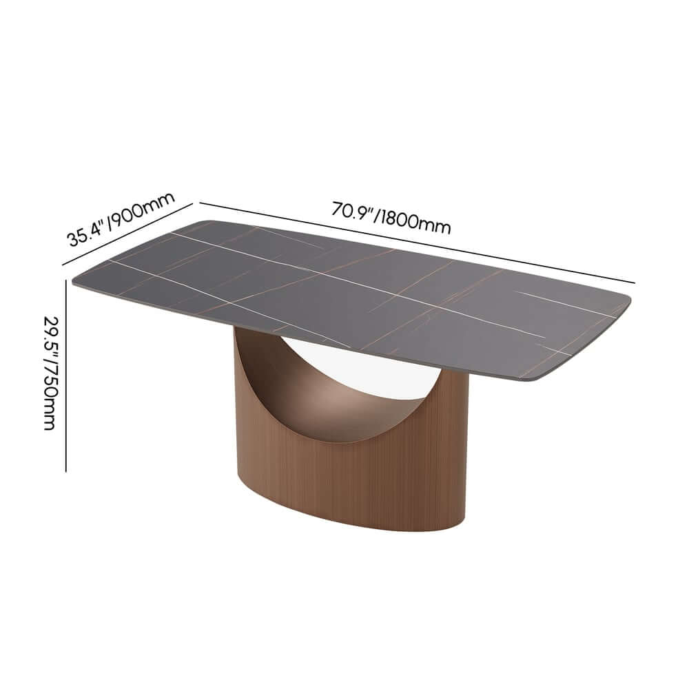 Modern Black Sintered Stone Dining Table, Stainless Steel Base Dimensions