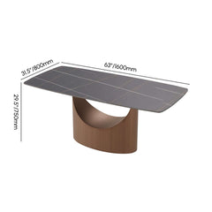 Modern Black Sintered Stone Dining Table, Stainless Steel Base Dimensions