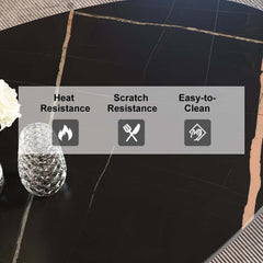 Modern Black Sintered Stone Dining Table With Pedestal Base