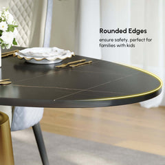 Modern Black Sintered Stone Dining Table With Pedestal Base