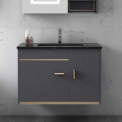 Modern Black Sintered Stone Floating Bathroom Vanity with Undermount Sink