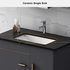 Modern Black Sintered Stone Floating Bathroom Vanity with Undermount Sink