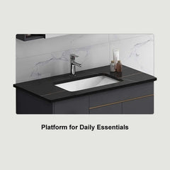 Modern Black Sintered Stone Floating Bathroom Vanity with Undermount Sink