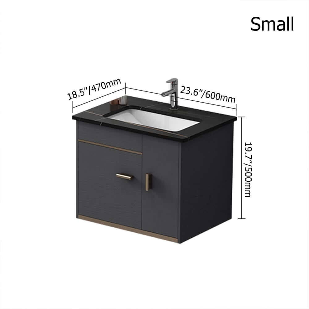 Modern Black Sintered Stone Floating Bathroom Vanity with Undermount Sink Dimensions