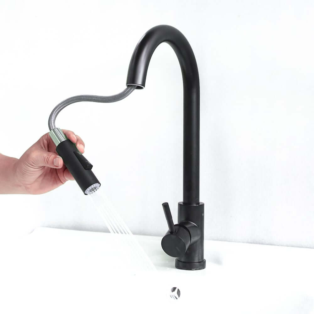 Modern Black Stainless Steel Touch Kitchen Faucet with High Arc Swivel Spout