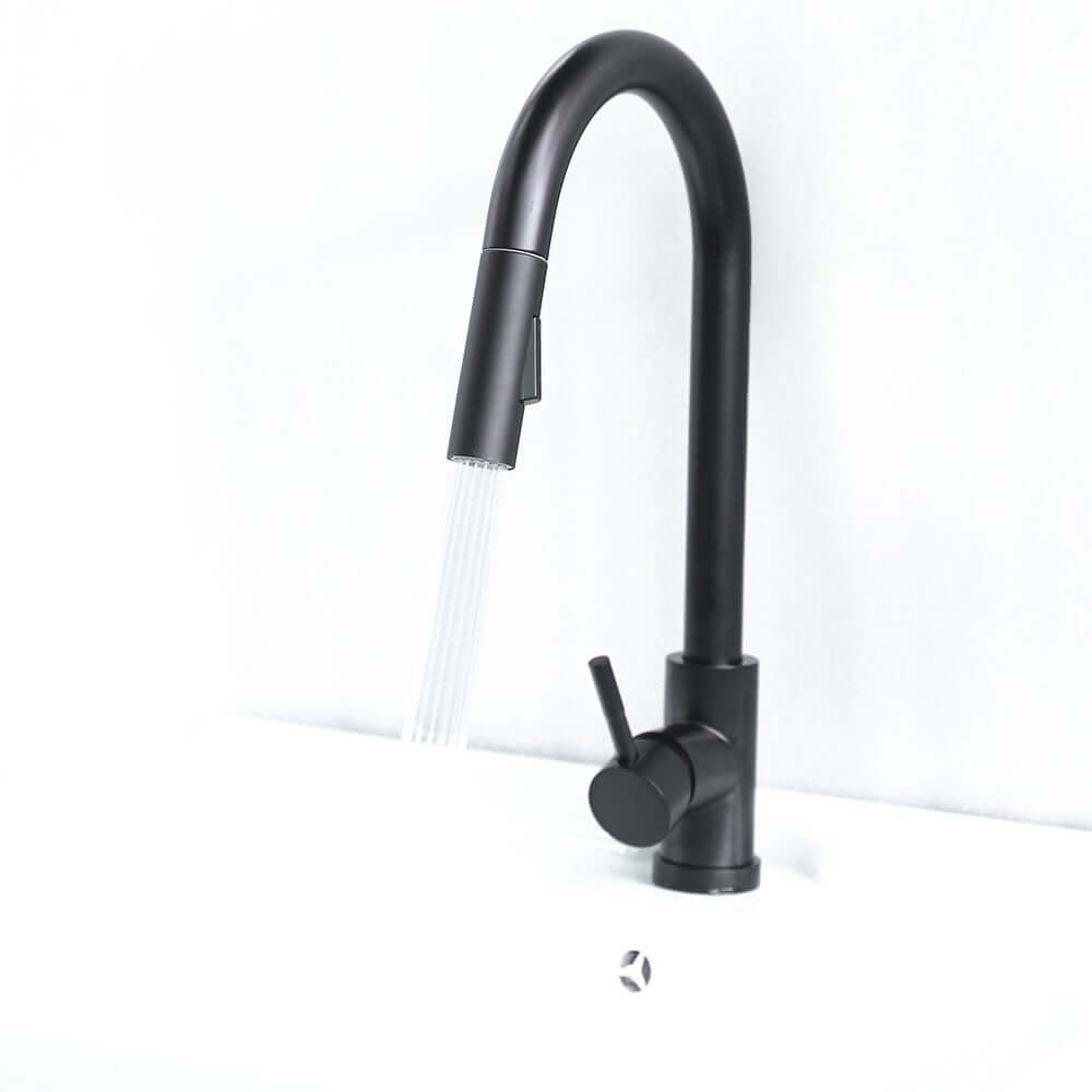 Modern Black Stainless Steel Touch Kitchen Faucet with High Arc Swivel Spout