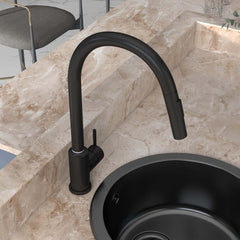 Modern Black Stainless Steel Touch Kitchen Faucet with High Arc Swivel Spout