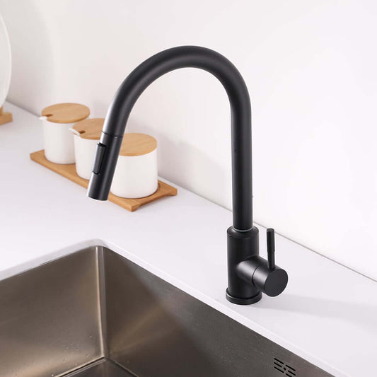Modern Black Stainless Steel Touch Kitchen Faucet with High Arc Swivel Spout Main Product Image