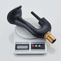 Modern Black Waterfall Bathroom Faucet with Brass Body and Lever Handle