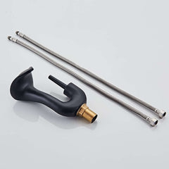 Modern Black Waterfall Bathroom Faucet with Brass Body and Lever Handle