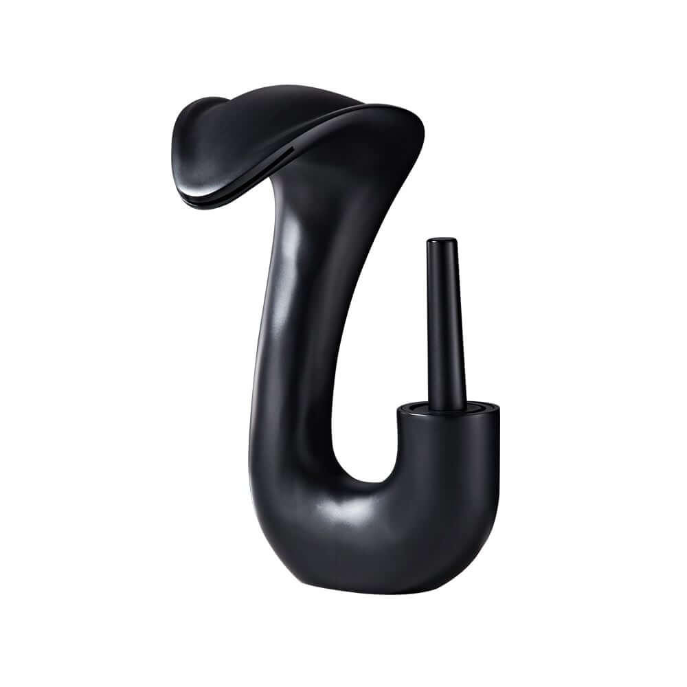 Modern Black Waterfall Bathroom Faucet with Brass Body and Lever Handle