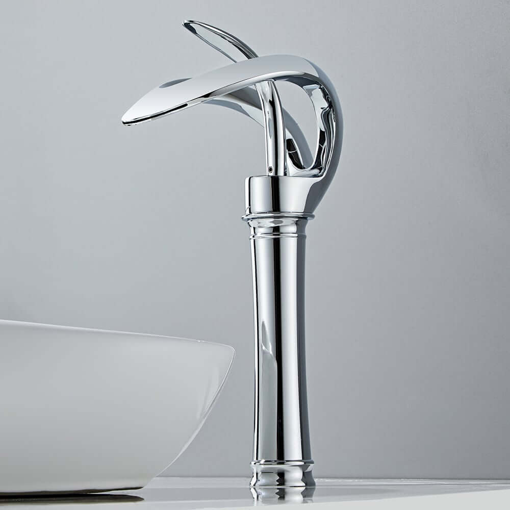 Modern Black Waterfall Bathroom Faucet with Single Lever Handle
