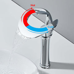 Modern Black Waterfall Bathroom Faucet with Single Lever Handle