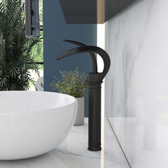 Modern Black Waterfall Bathroom Faucet with Single Lever Handle
