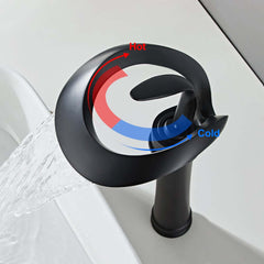 Modern Black Waterfall Bathroom Faucet with Single Lever Handle