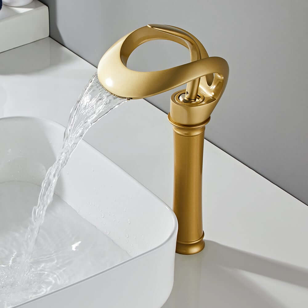 Modern Black Waterfall Bathroom Faucet with Single Lever Handle