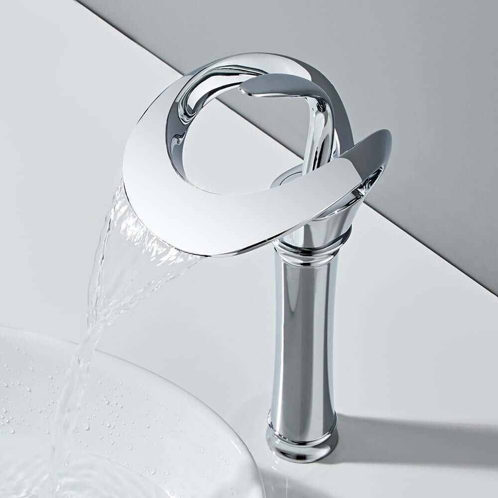 Modern Black Waterfall Bathroom Faucet with Single Lever Handle