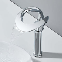 Modern Black Waterfall Bathroom Faucet with Single Lever Handle