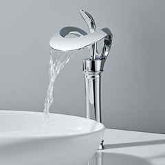 Modern Black Waterfall Bathroom Faucet with Single Lever Handle