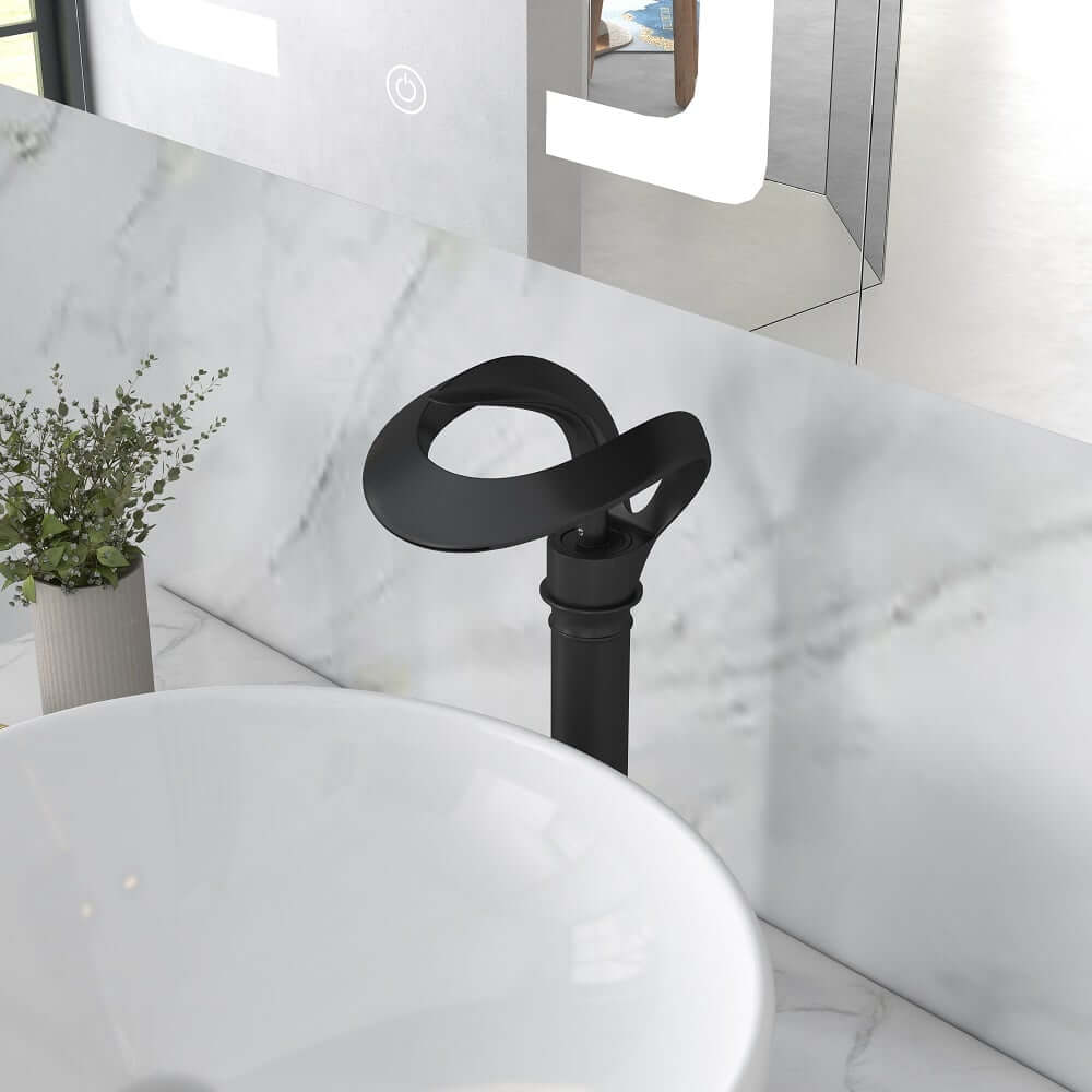 Modern Black Waterfall Bathroom Faucet with Single Lever Handle