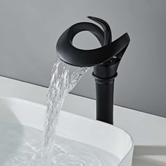 Modern Black Waterfall Bathroom Faucet with Single Lever Handle