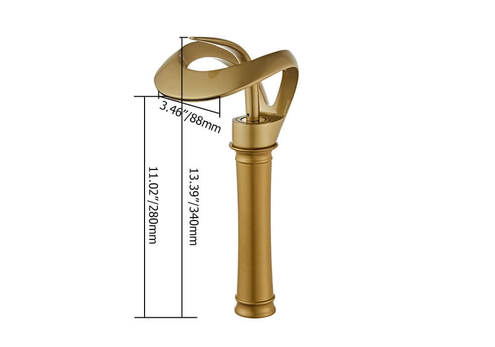 Modern Black Waterfall Bathroom Faucet with Single Lever Handle Dimensions