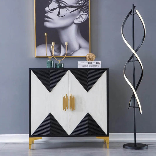 Modern Black & White Sideboard with Adjustable Shelves Main Product Image